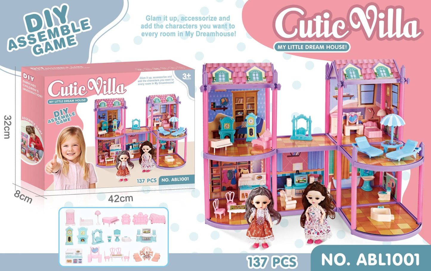 π Cute Doll House Villa Toy β With Accessories! π π