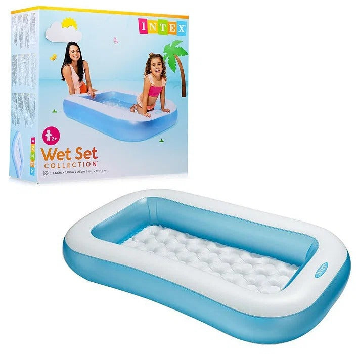 INTEX 65" x 39" x 11" Rectangular Inflatable Kiddie Pool Blue